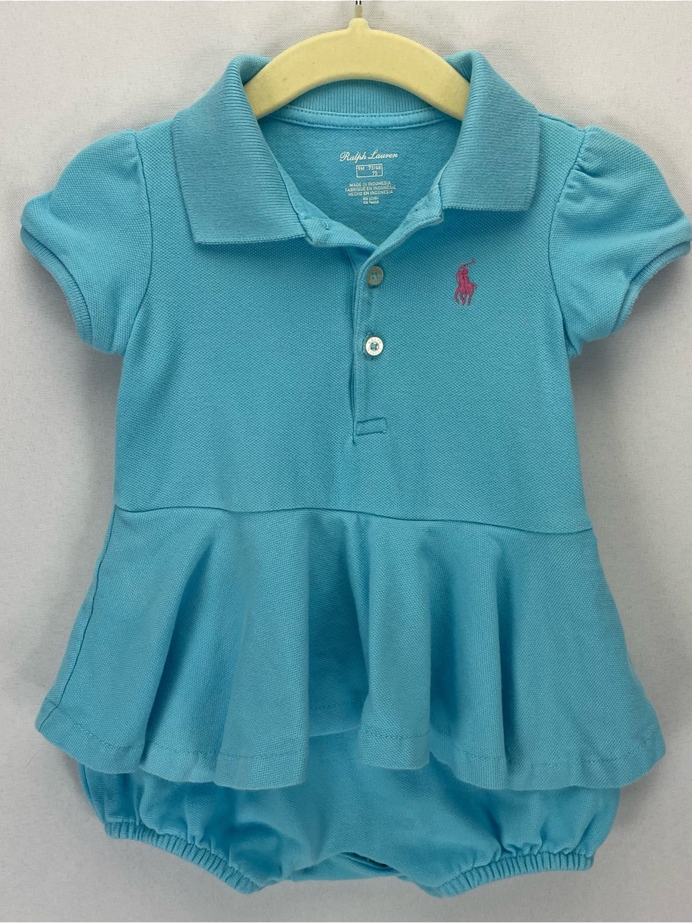 Ralph Lauren Baby One Piece Dress Size 9M (9 Months) Light Blue | Pink Pony Prep